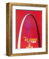 St. Louis, USA - Fly TWA (Trans World Airlines) - The Gateway Arch Monument-David Klein-Framed Giclee Print