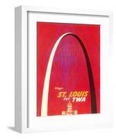 St. Louis, USA - Fly TWA (Trans World Airlines) - The Gateway Arch Monument-David Klein-Framed Giclee Print