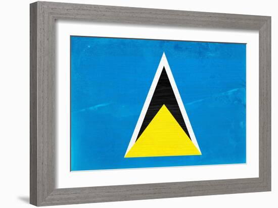 St. Lucia Flag Design with Wood Patterning - Flags of the World Series-Philippe Hugonnard-Framed Art Print