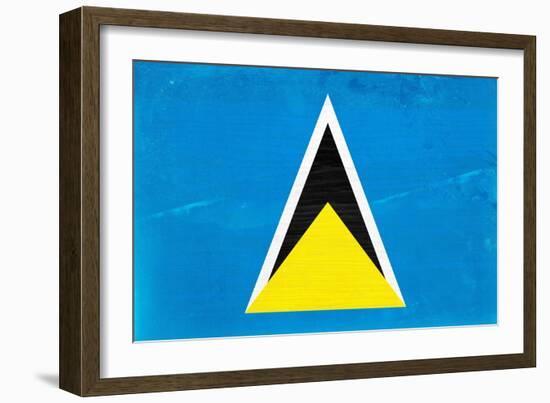 St. Lucia Flag Design with Wood Patterning - Flags of the World Series-Philippe Hugonnard-Framed Art Print