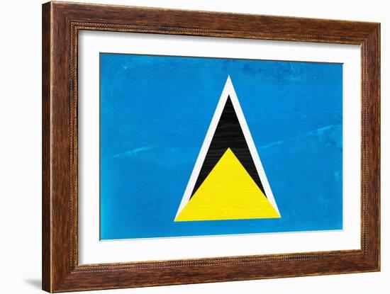 St. Lucia Flag Design with Wood Patterning - Flags of the World Series-Philippe Hugonnard-Framed Art Print