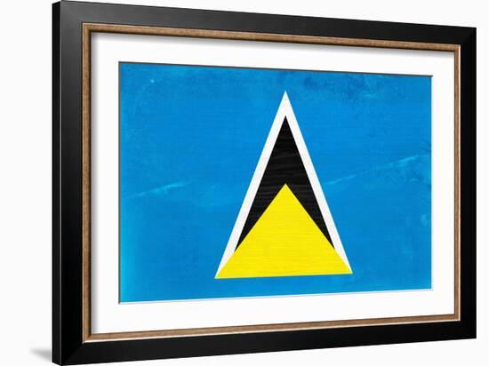 St. Lucia Flag Design with Wood Patterning - Flags of the World Series-Philippe Hugonnard-Framed Art Print