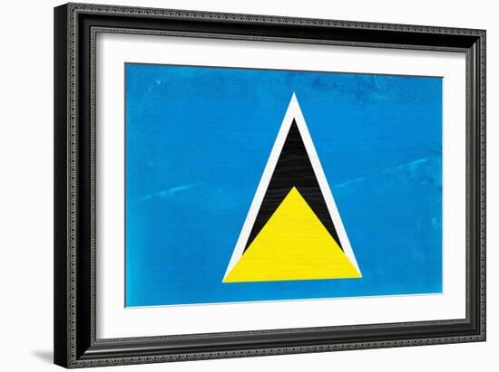 St. Lucia Flag Design with Wood Patterning - Flags of the World Series-Philippe Hugonnard-Framed Art Print