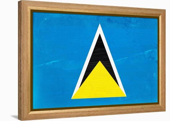 St. Lucia Flag Design with Wood Patterning - Flags of the World Series-Philippe Hugonnard-Framed Stretched Canvas