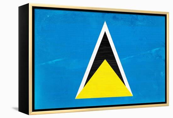 St. Lucia Flag Design with Wood Patterning - Flags of the World Series-Philippe Hugonnard-Framed Stretched Canvas