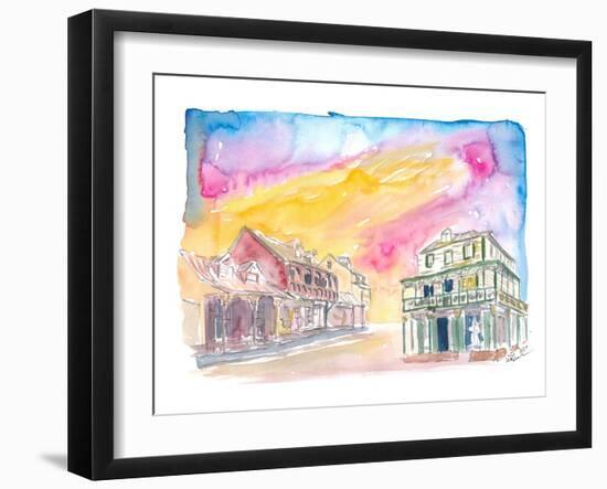 St Lucia Soufriere Street Scene in Golden Sunlight-M. Bleichner-Framed Art Print