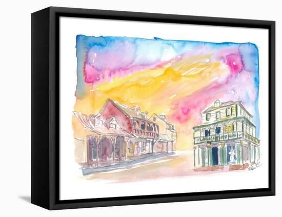 St Lucia Soufriere Street Scene in Golden Sunlight-M. Bleichner-Framed Stretched Canvas