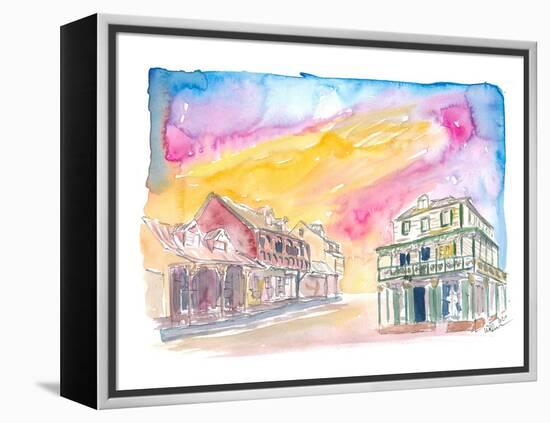 St Lucia Soufriere Street Scene in Golden Sunlight-M. Bleichner-Framed Stretched Canvas