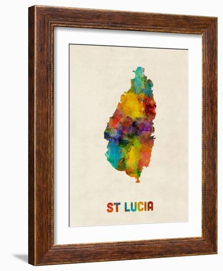 St Lucia Watercolor Map-Michael Tompsett-Framed Art Print