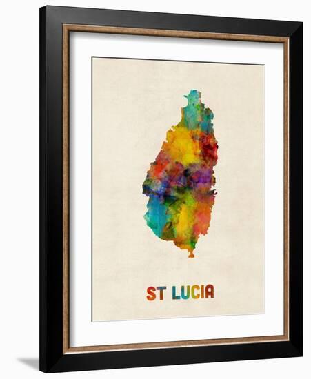 St Lucia Watercolor Map-Michael Tompsett-Framed Art Print