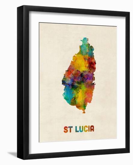 St Lucia Watercolor Map-Michael Tompsett-Framed Art Print