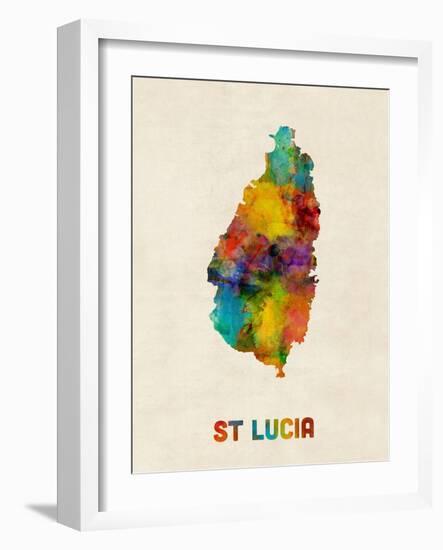 St Lucia Watercolor Map-Michael Tompsett-Framed Art Print