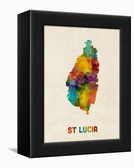 St Lucia Watercolor Map-Michael Tompsett-Framed Stretched Canvas