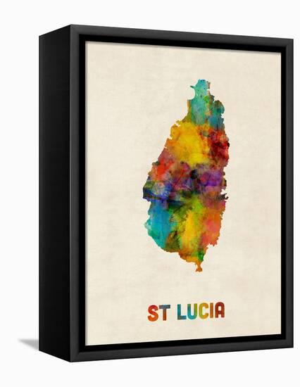 St Lucia Watercolor Map-Michael Tompsett-Framed Stretched Canvas