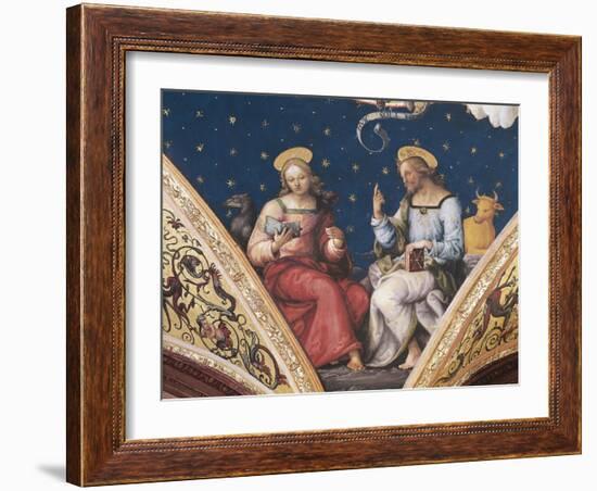 St Luke and St John, Detail from the Eternal Father, with Saints and Evangelists, 1496-1500-Perugino-Framed Giclee Print