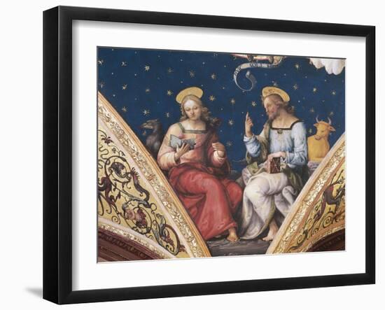 St Luke and St John, Detail from the Eternal Father, with Saints and Evangelists, 1496-1500-Perugino-Framed Giclee Print