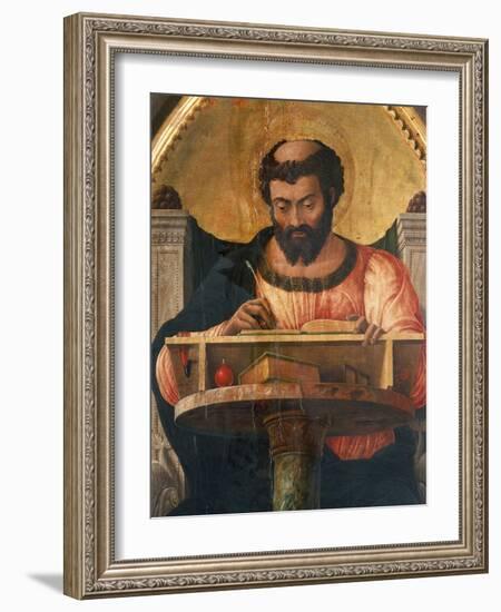 St Luke at His Desk, Detail from Altarpiece of St Luke-Andrea Mantegna-Framed Giclee Print