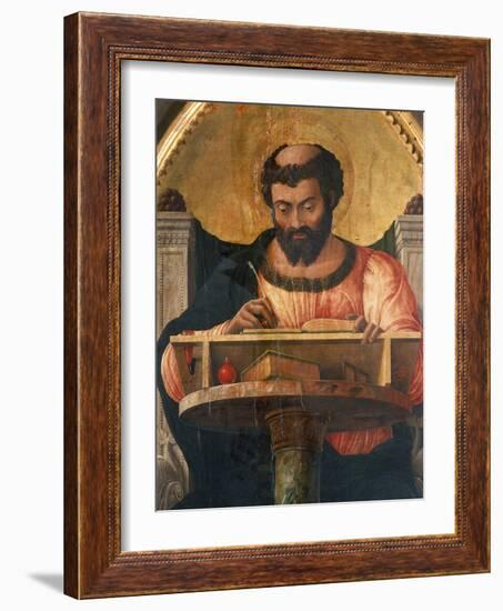 St Luke at His Desk, Detail from Altarpiece of St Luke-Andrea Mantegna-Framed Giclee Print