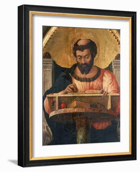 St Luke at His Desk, Detail from Altarpiece of St Luke-Andrea Mantegna-Framed Giclee Print