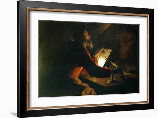 St Luke the Evangelist Writing His Gospel Watched by His Symbol, an Ox, 17th Century-null-Framed Giclee Print