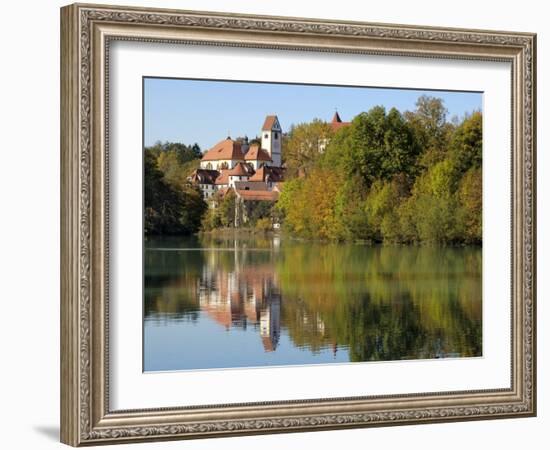 St. Mang Monastery and Basilica Reflected in the River Lech, Fussen, Bavaria (Bayern), Germany-Gary Cook-Framed Photographic Print