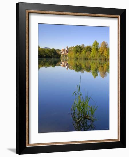 St. Mang Monastery and Basilica Reflected in the River Lech, Fussen, Bavaria (Bayern), Germany-Gary Cook-Framed Photographic Print