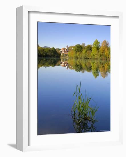 St. Mang Monastery and Basilica Reflected in the River Lech, Fussen, Bavaria (Bayern), Germany-Gary Cook-Framed Photographic Print