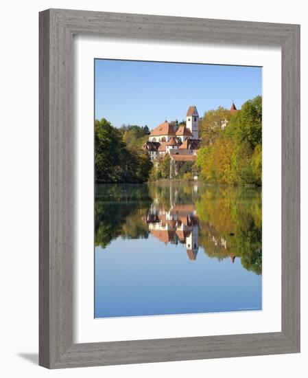 St. Mang Monastery and Basilica Reflected in the River Lech, Fussen, Bavaria (Bayern), Germany-Gary Cook-Framed Photographic Print