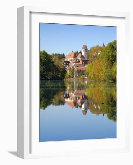 St. Mang Monastery and Basilica Reflected in the River Lech, Fussen, Bavaria (Bayern), Germany-Gary Cook-Framed Photographic Print