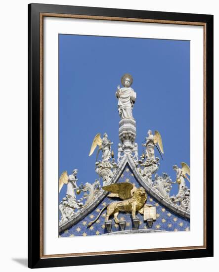 St. Mark and Angels on the Facade of Basilica Di San Marco, St. Mark's Square, Venice, Italy-Martin Child-Framed Photographic Print