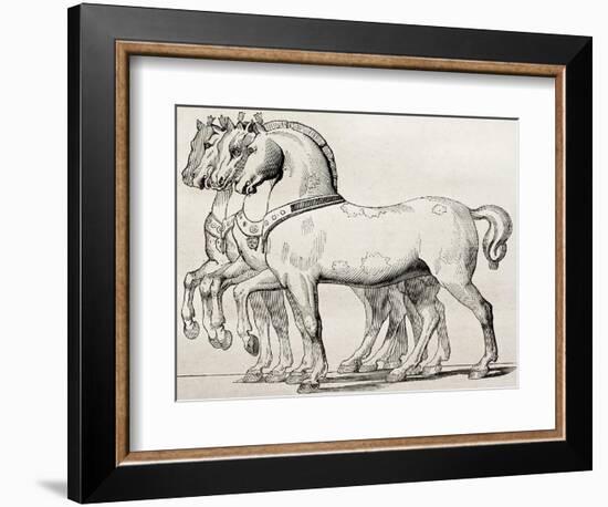 St. Mark Basilica Horses Old Illustration-marzolino-Framed Art Print