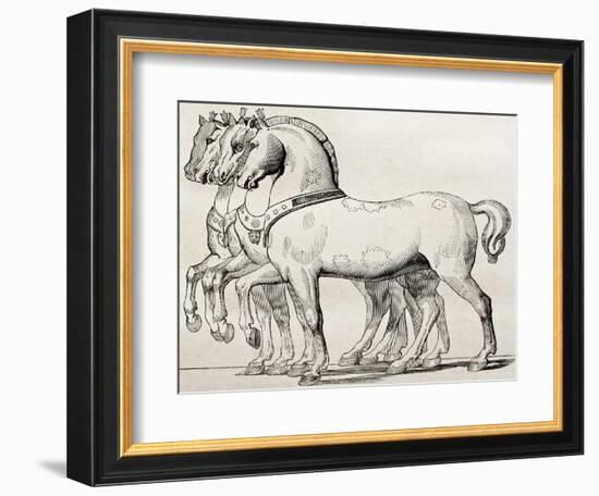 St. Mark Basilica Horses Old Illustration-marzolino-Framed Art Print