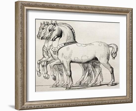 St. Mark Basilica Horses Old Illustration-marzolino-Framed Art Print