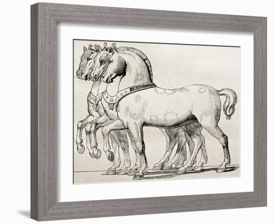 St. Mark Basilica Horses Old Illustration-marzolino-Framed Art Print