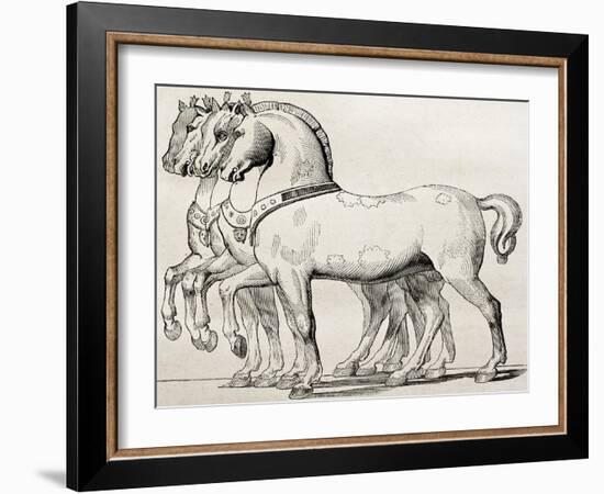 St. Mark Basilica Horses Old Illustration-marzolino-Framed Art Print