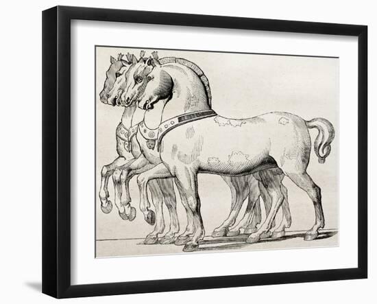 St. Mark Basilica Horses Old Illustration-marzolino-Framed Art Print