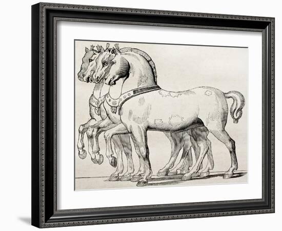 St. Mark Basilica Horses Old Illustration-marzolino-Framed Art Print