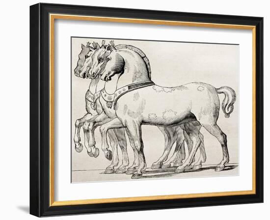 St. Mark Basilica Horses Old Illustration-marzolino-Framed Art Print