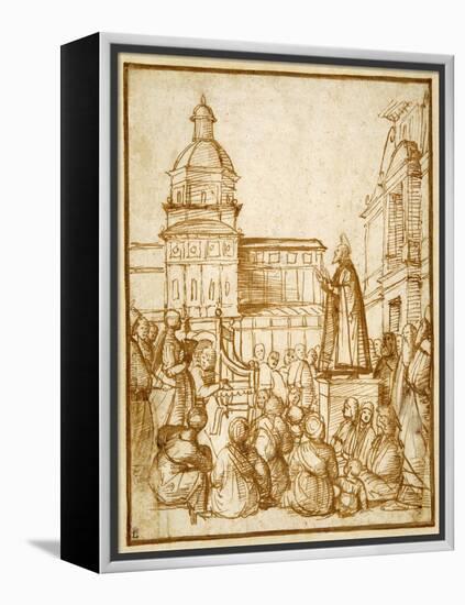 St. Mark Preaching in the Piazza-Lattanzio da Rimini-Framed Premier Image Canvas