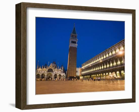 St. Mark's Cathedral and Campanile in Early Evening, St. Mark's Square, Venice, Veneto, Italy-Martin Child-Framed Photographic Print