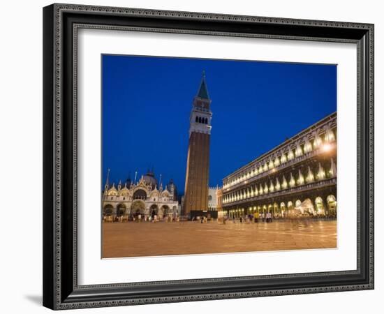 St. Mark's Cathedral and Campanile in Early Evening, St. Mark's Square, Venice, Veneto, Italy-Martin Child-Framed Photographic Print
