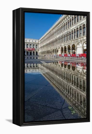 St. Mark's Square Reflected in a Puddle, Venice, Veneto, Italy-Stefano Politi Markovina-Framed Premier Image Canvas