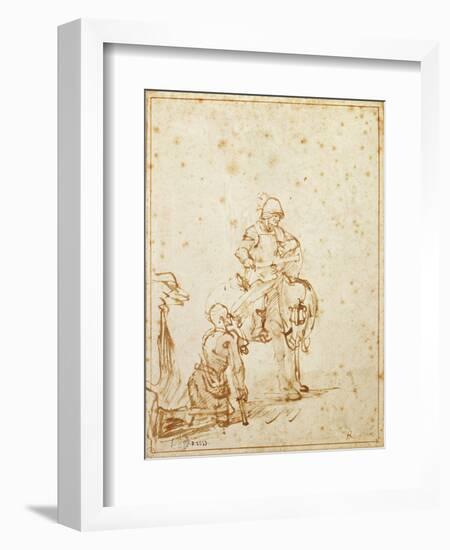 St. Martin and the Beggar (Pen and Ink on Paper)-Rembrandt van Rijn-Framed Giclee Print