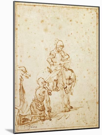 St. Martin and the Beggar (Pen and Ink on Paper)-Rembrandt van Rijn-Mounted Giclee Print