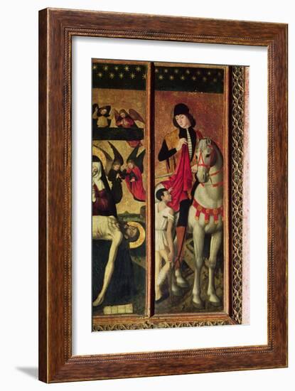 St. Martin, Left Hand Panel from a Triptych Depicting Pieta between St. Martin and St. Catherine-Ludovico Brea-Framed Giclee Print