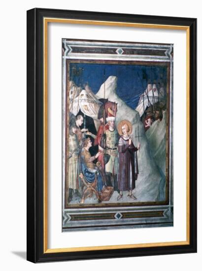 'St Martin Renounces his Weapons', 1312-1317.  Artist: Simone Martini-Simone Martini-Framed Giclee Print