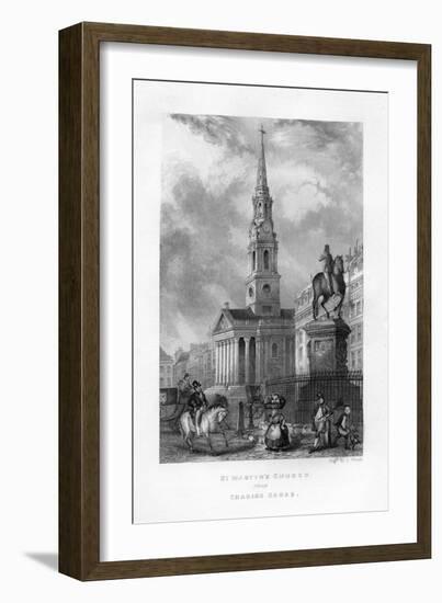 St Martin's Church from Charing Cross, London, 19th Century-J Woods-Framed Giclee Print