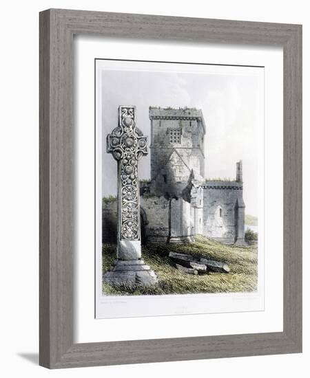 St. Martin's Cross and Iona Cathedral-R. W. Billings-Framed Giclee Print