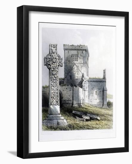 St. Martin's Cross and Iona Cathedral-R. W. Billings-Framed Giclee Print