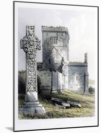 St. Martin's Cross and Iona Cathedral-R. W. Billings-Mounted Giclee Print